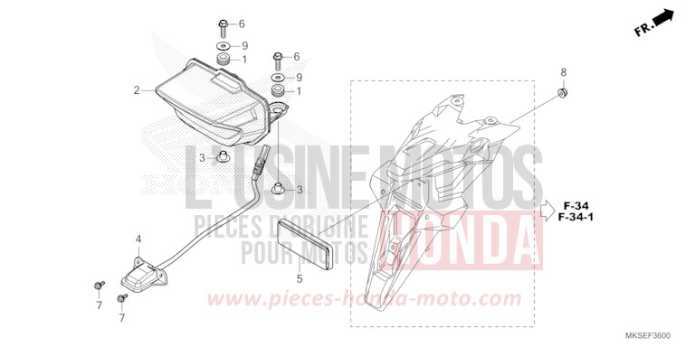 FEU ARRIERE/FEU D'IMMATRICULATION de Africa Twin DCT PEARL GLARE WHITE (NHB53H) 2021